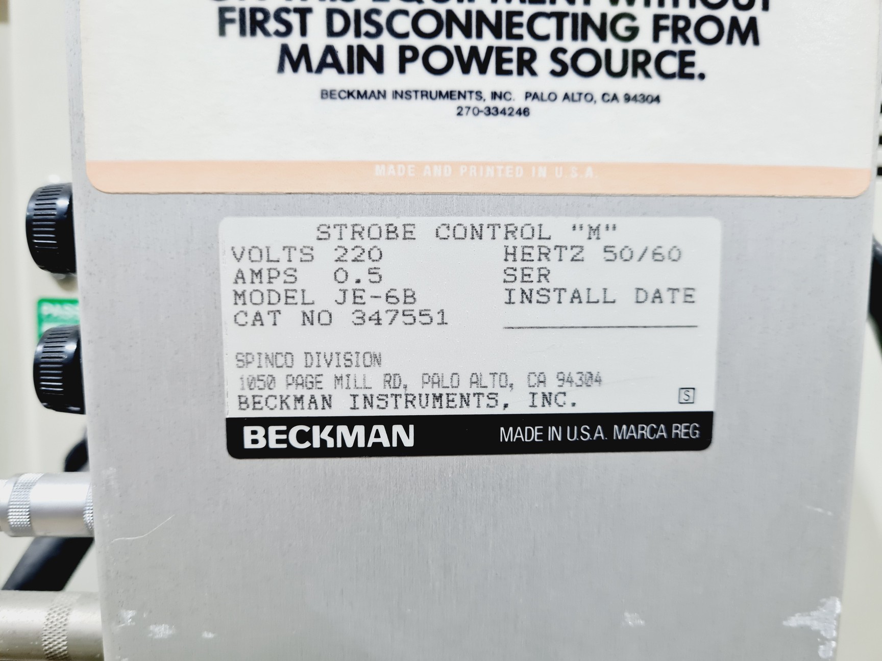 Image of Beckman J-6M/E Centrifuge with JE-5.0 Elutriator Rotor & Strobe Light