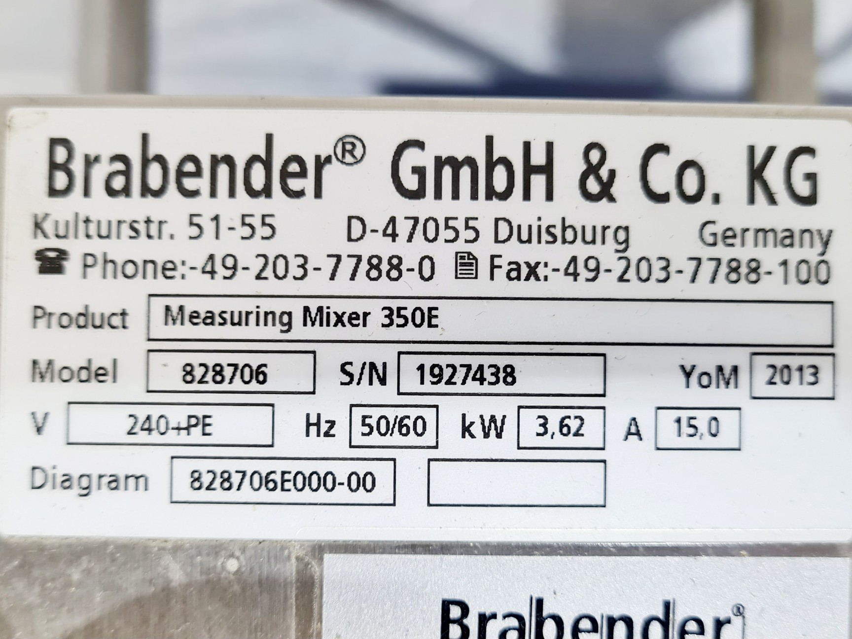 Image of Brabender Universal Docking Station 670237.001 & Brabender Measuring Mixer 350E