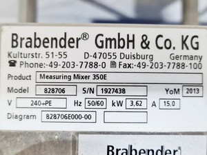Thumbnail image of Brabender Universal Docking Station 670237.001 & Brabender Measuring Mixer 350E