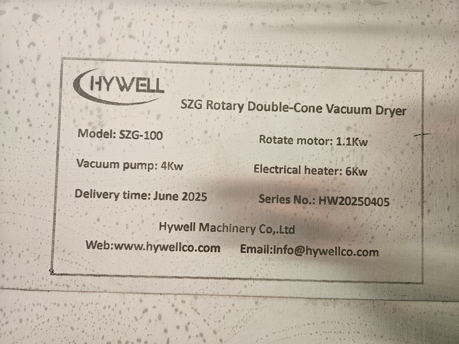 Image of SZG Hywell Rotary Double-Cone Vacuum Dryer – SZG-100
