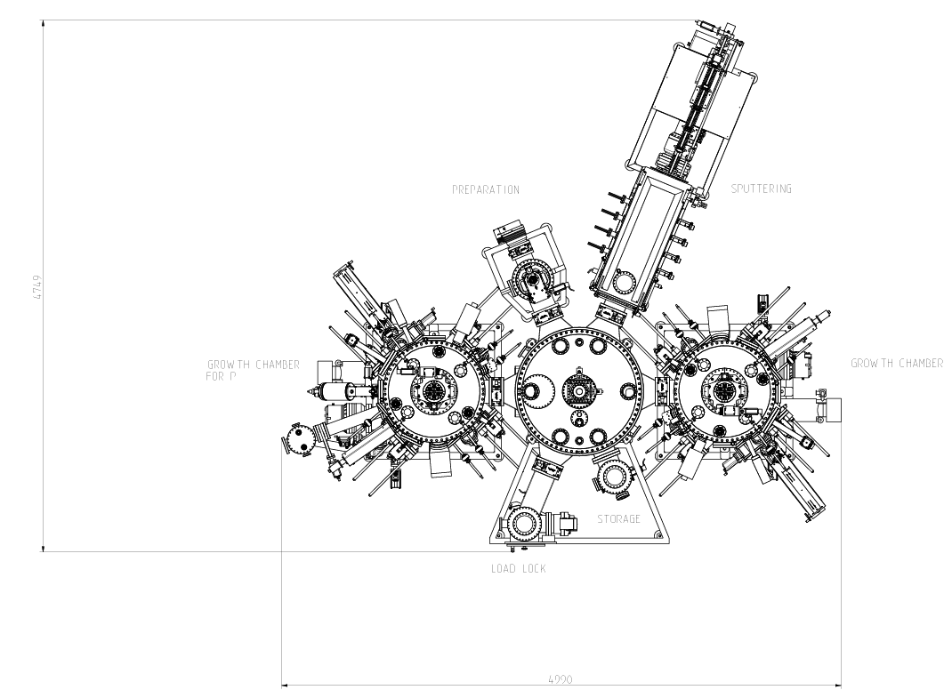 Image of DCA Instruments UHV Cluster Tool / MBE Growth, Linear Sputtering, Pre-Clean 