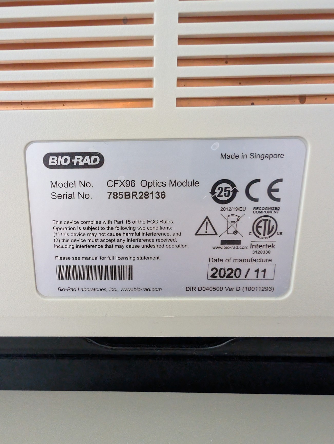 Image of Bio-Rad C1000 Touch CFX96 Real-Time PCR Thermal Cyclers Lab