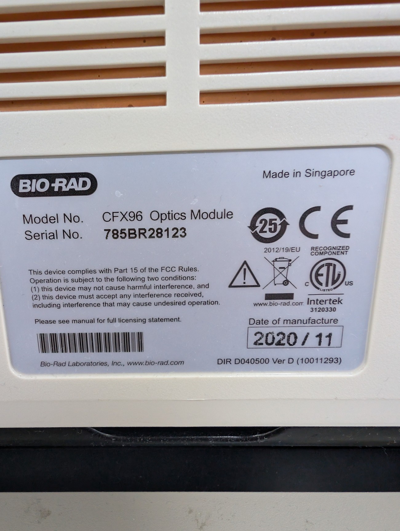 Image of Bio-Rad C1000 Touch CFX96 Real-Time PCR Thermal Cyclers Lab