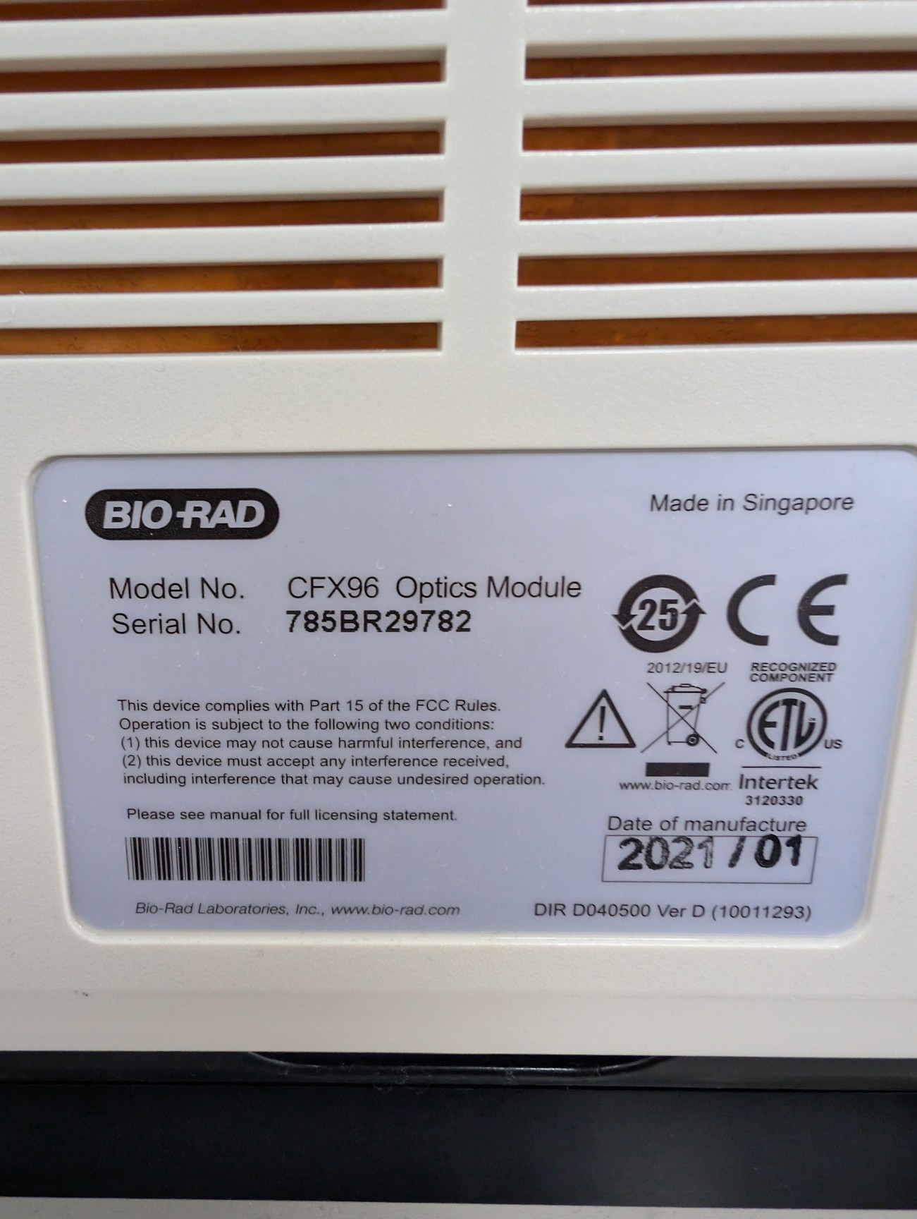 Image of Bio-Rad C1000 Touch CFX96 Real-Time PCR Thermal Cyclers Lab