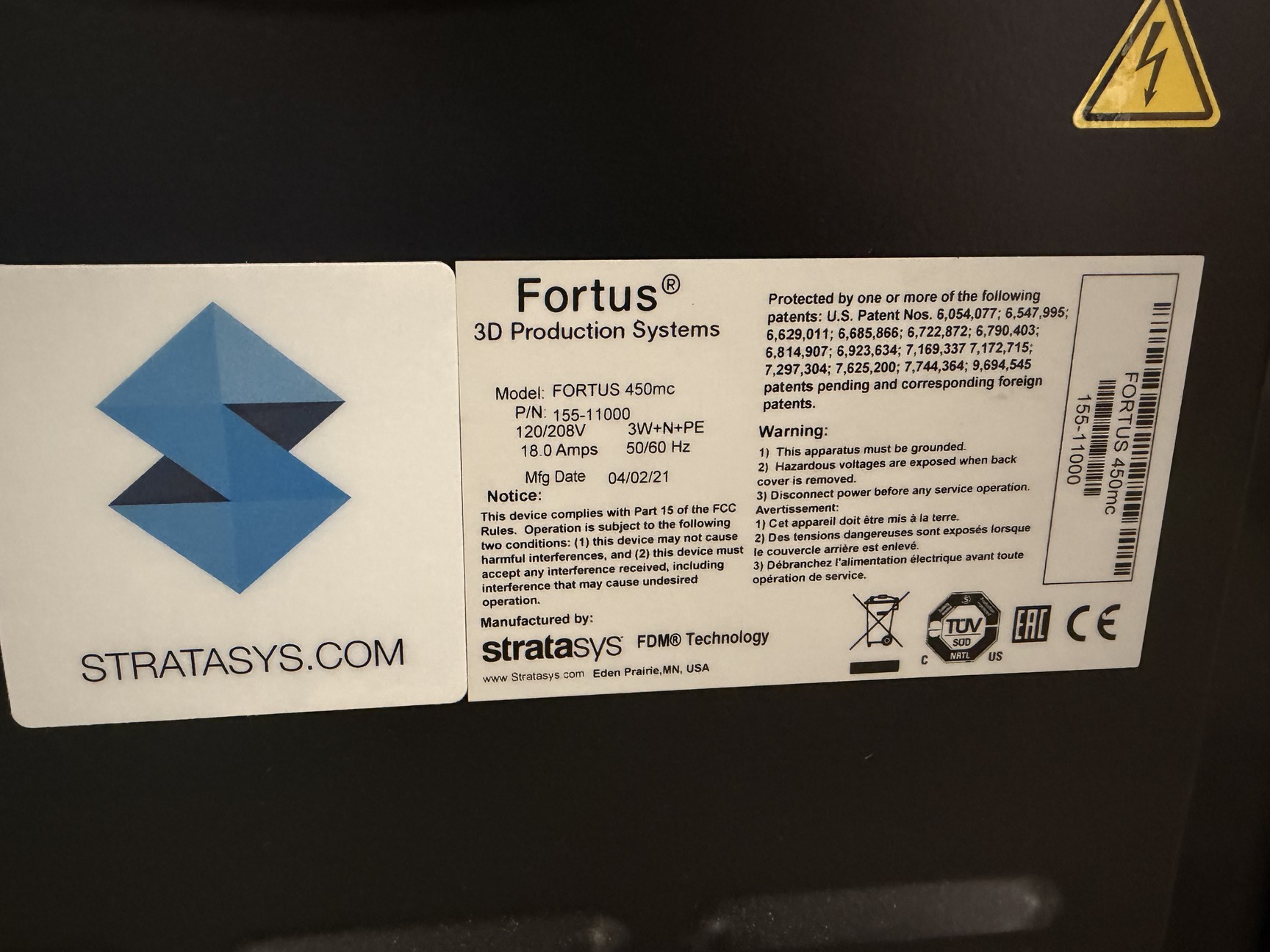 Image of Stratasys Fortus 450mc Industrial 3D Printer (2021)