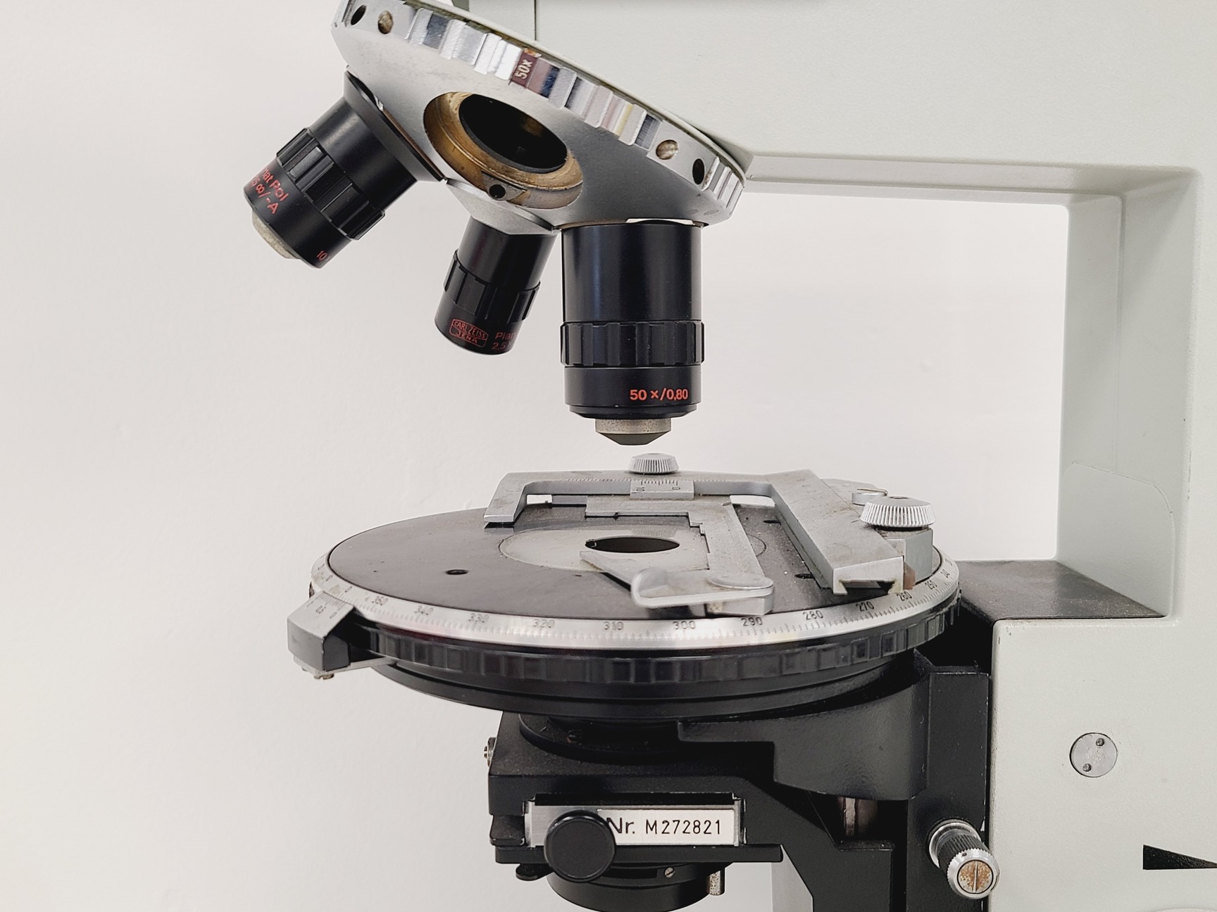Image of Carl Zeiss Jena JENALABpol Microscope w/ 3 x Objectives (2.5/10/50)