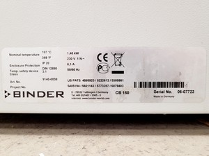 Thumbnail image of Binder CB 150 Floorstanding Incubator