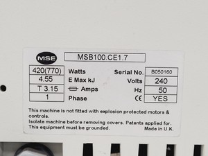 Thumbnail image of MSE Mistral 1000 Benchtop Centrifuge w/ 4 x 200 Swing-Out Rotor
