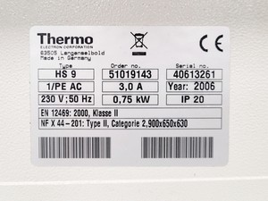 Thumbnail image of Thermo Fisher HeraSafe HS9 Class 2 Biological Safety Cabinet