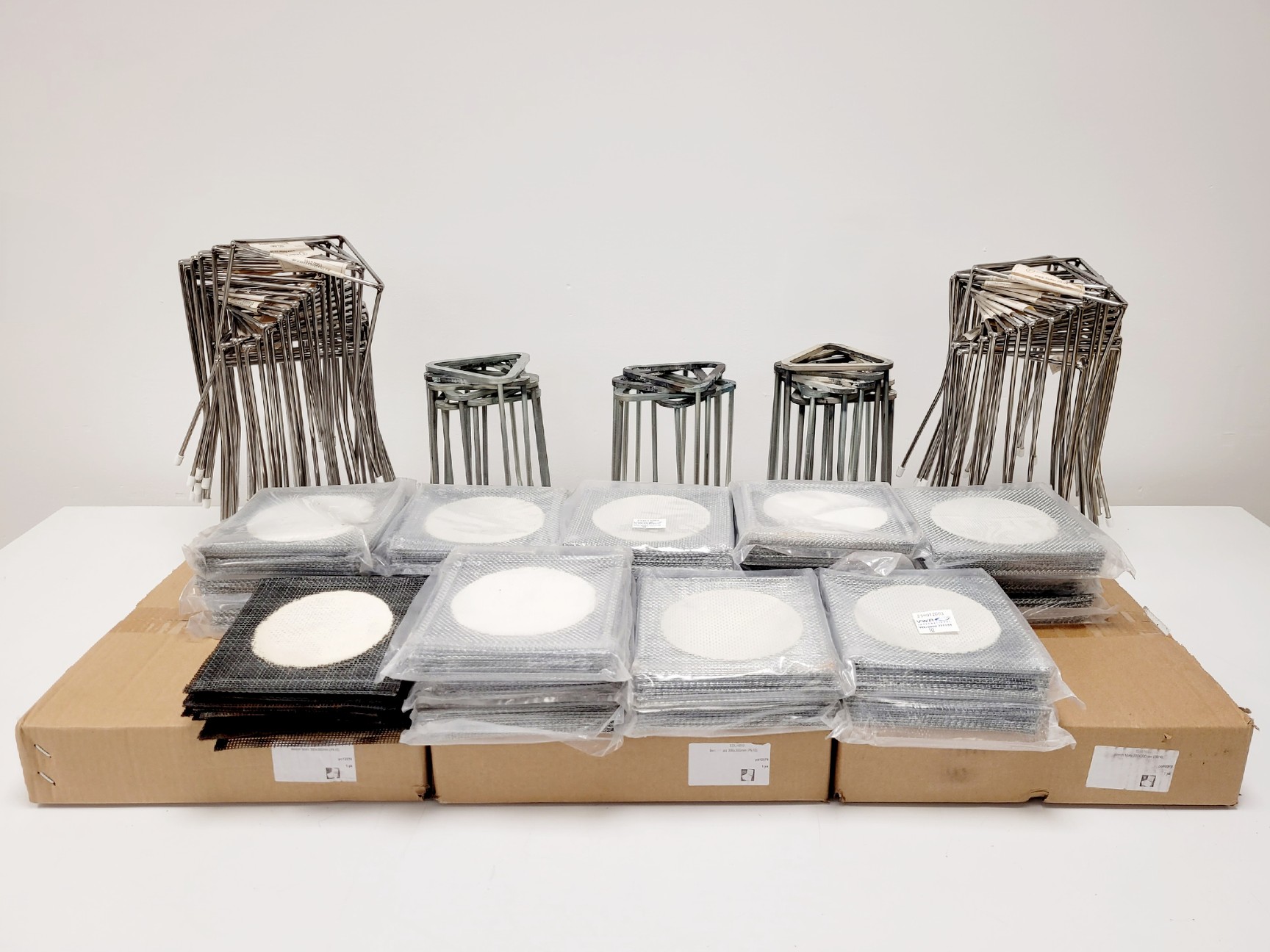 Image of Job Lot of Bunsen Burner Accessories (Tripods, Bench Mats, Gauze Mats)