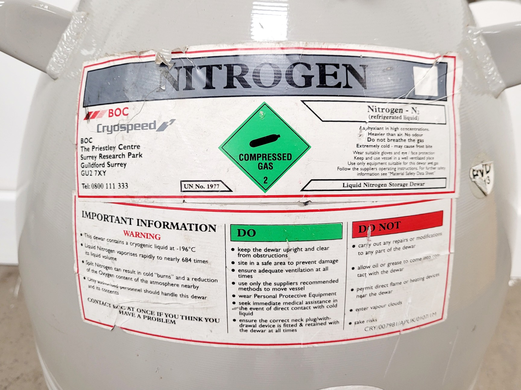 Image of Taylor Wharton LD25 Liquid Nitrogen Dewar Lab w/ Liquid Withdrawal Device