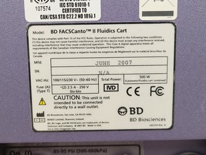 Thumbnail image of BD FACSCanto II Flow Cytometer w/ Fluidics Cart, PC and Accessories
