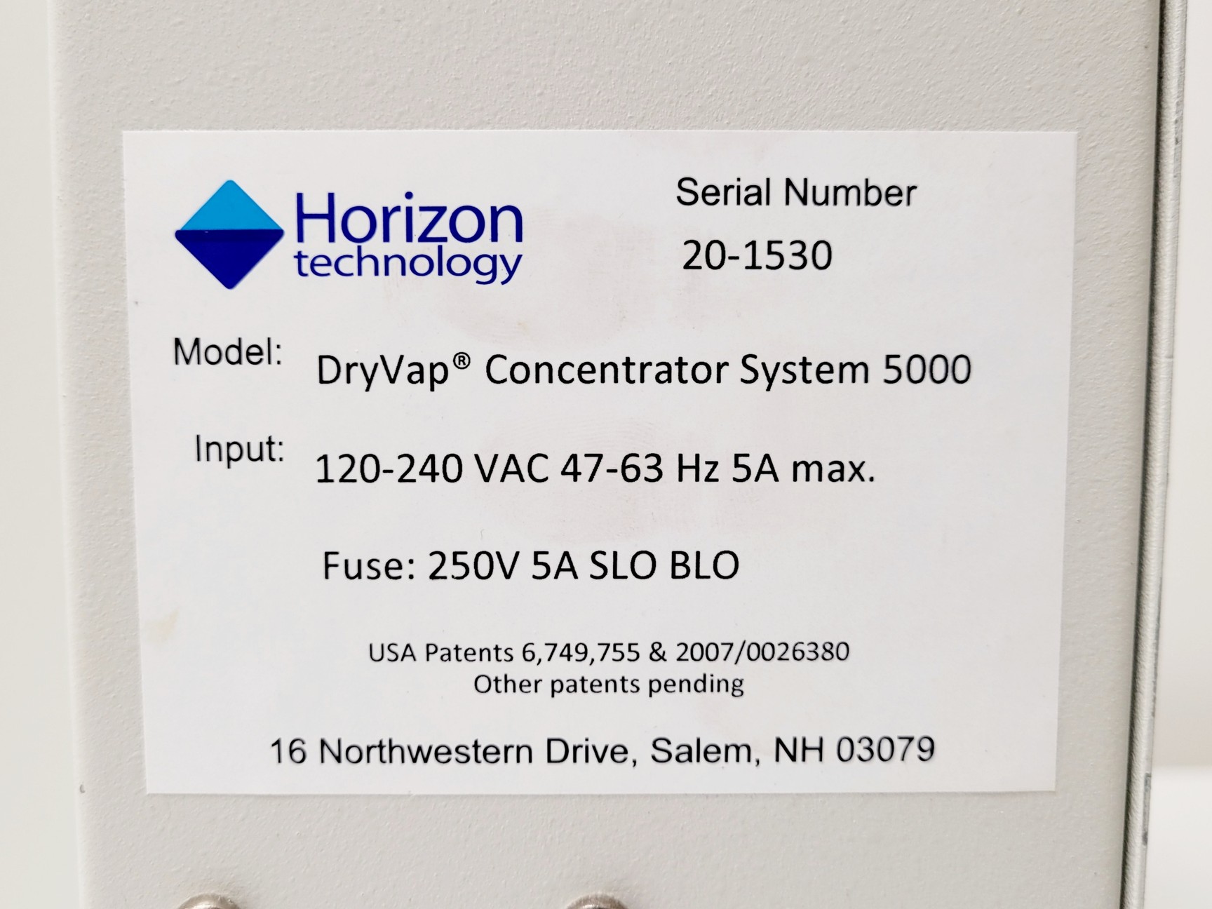 Image of Horizon Technology DryVap Concentrator System 5000 Lab