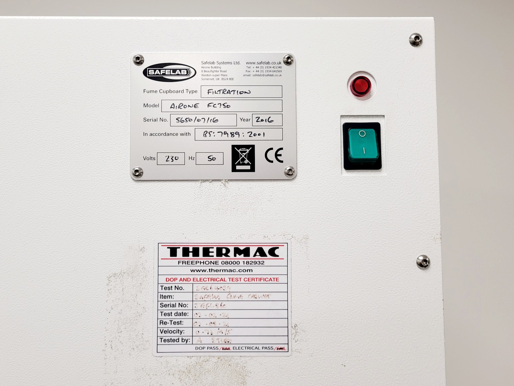 Image of Safelab Airone FC750 Filtration Fume Cupboard Lab