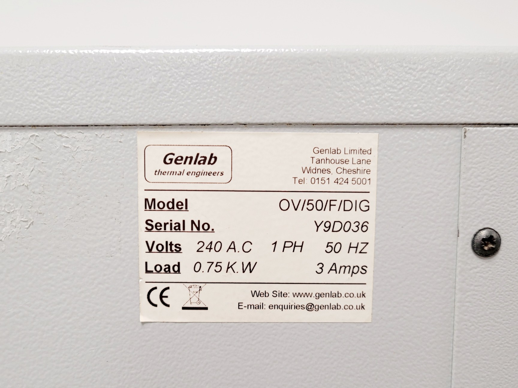 Image of Genlab Oven Model OV/50/F/DIG Lab