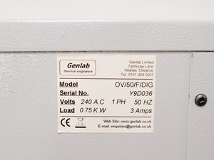 Thumbnail image of Genlab Oven Model OV/50/F/DIG Lab