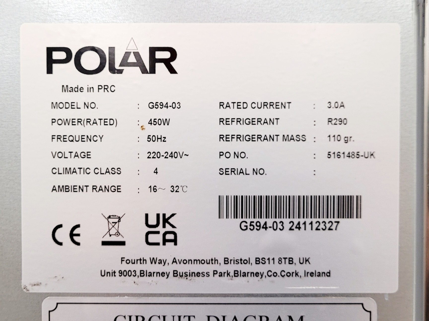 Image of Polar G Series Refrigerator Model No. G594-03 Lab