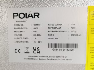 Thumbnail image of Polar G Series Refrigerator Model No. G594-03