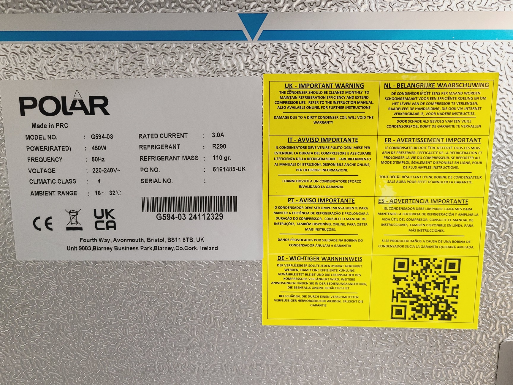 Image of Polar G Series Refrigerator Model No. G594-03