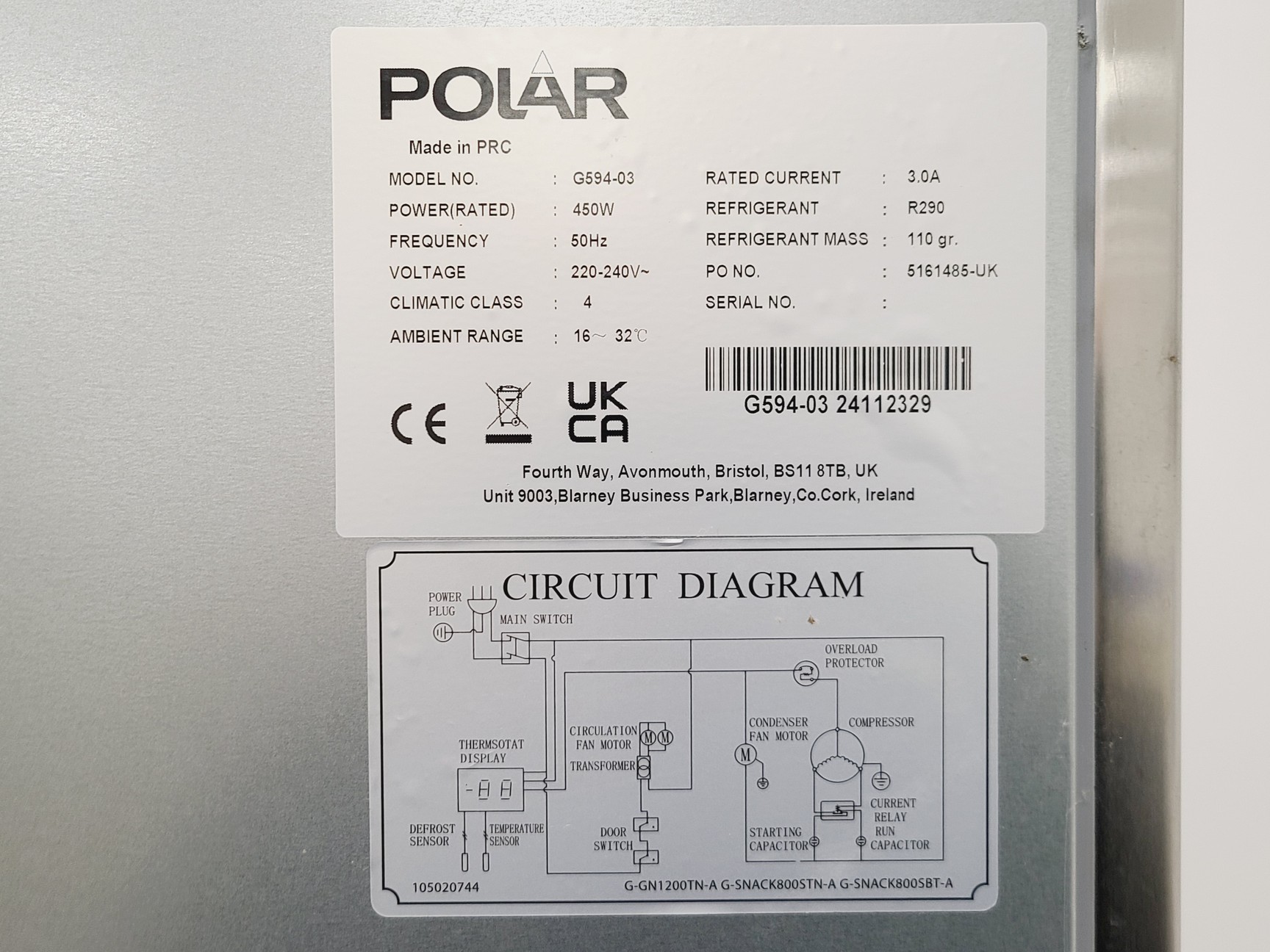 Image of Polar G Series Refrigerator Model No. G594-03