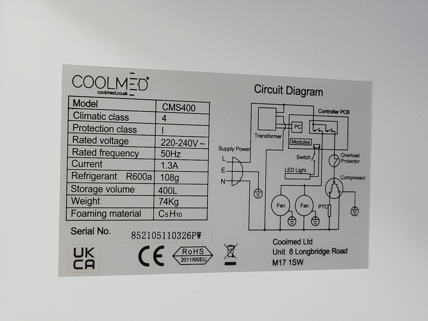 Image of COOLMED Model CMS400 Laboratory Refrigerator