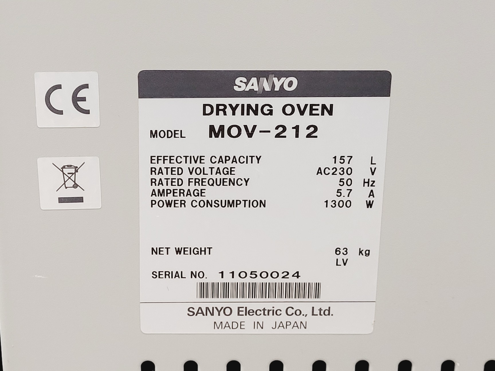 Image of Sanyo MOV-212 Laboratory Drying Oven Lab