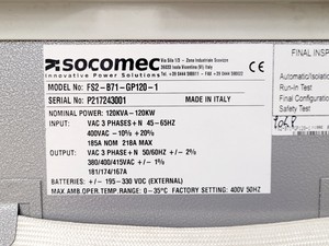 Thumbnail image of Socomec Masterys Green Power 2.0 UPS Uninterruptible w/ Extension Module