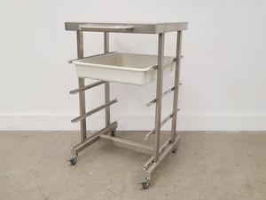 Image of Mobile Metal 3-Shelf Utility Cart w/ 1 x Grey Plastic Tray
