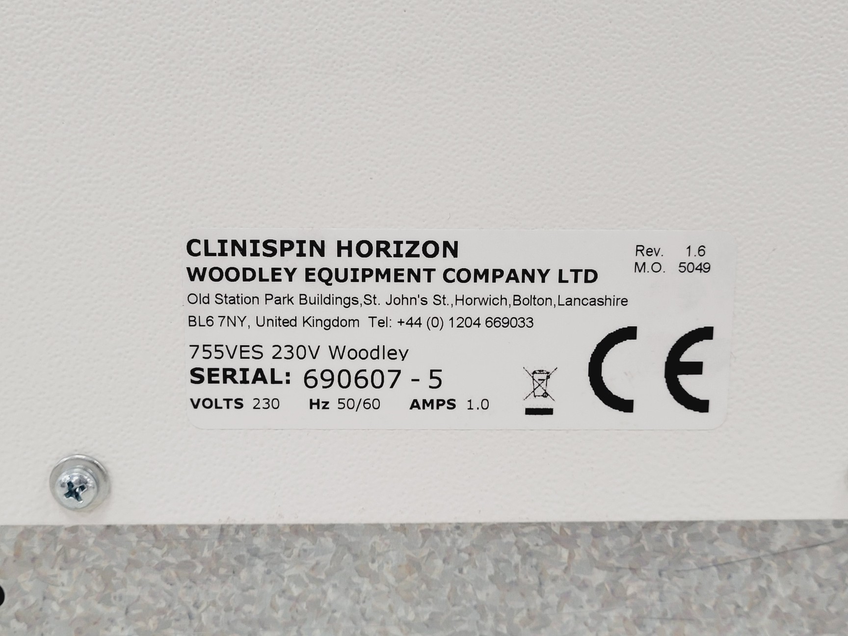 Image of Woodley Clinispin Horizon 755VES Benchtop Centrifuge Lab