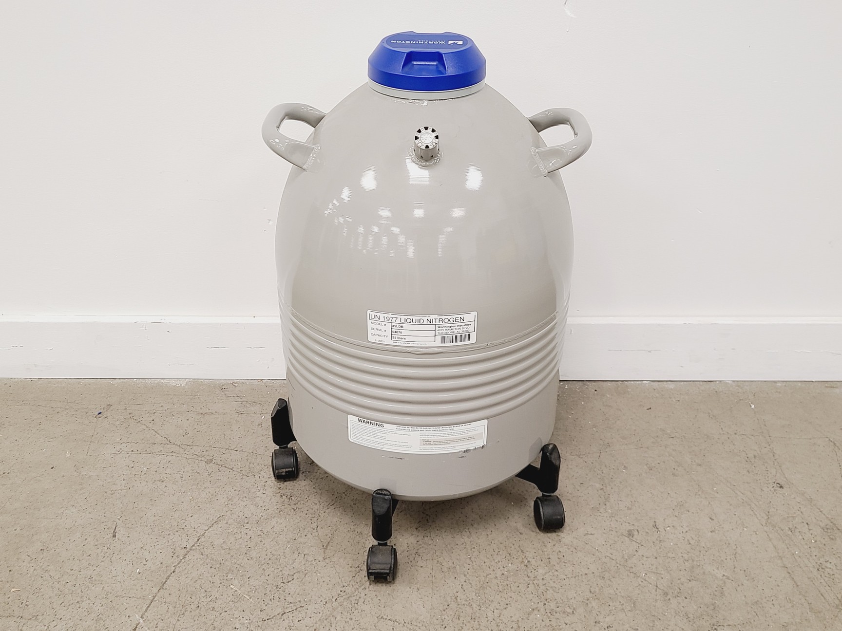 Image of Worthington Industries LD35 Liquid Nitrogen Dewar w/ Wheel Base