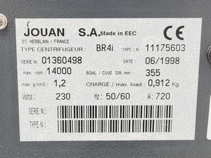 Thumbnail image of Jouan BR4i Benchtop Laboratory Centrifuge w/ S40 Rotor & 0798/67 Buckets