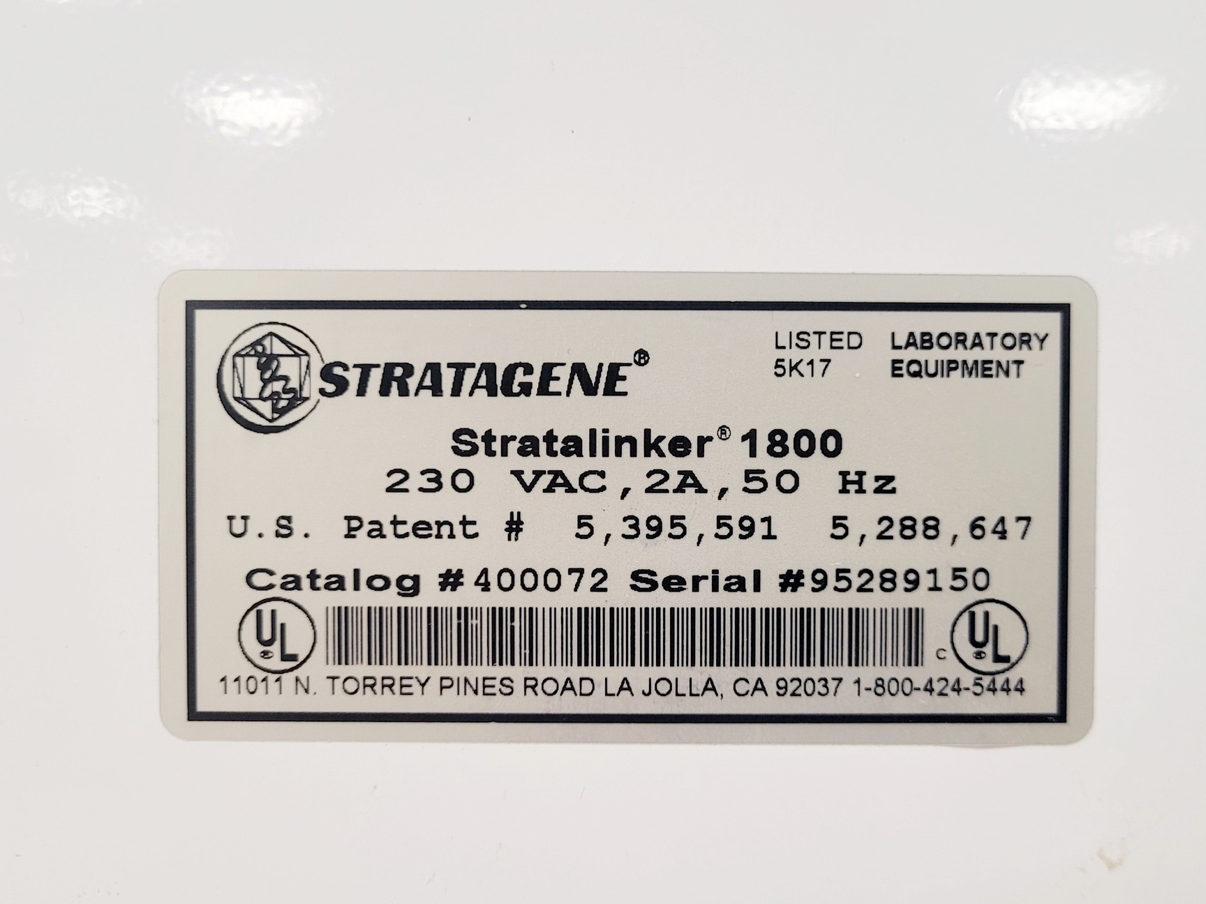 Image of Stratagene UV Stratalinker 1800 Crosslinker Lab