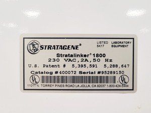 Thumbnail image of Stratagene UV Stratalinker 1800 Crosslinker Lab