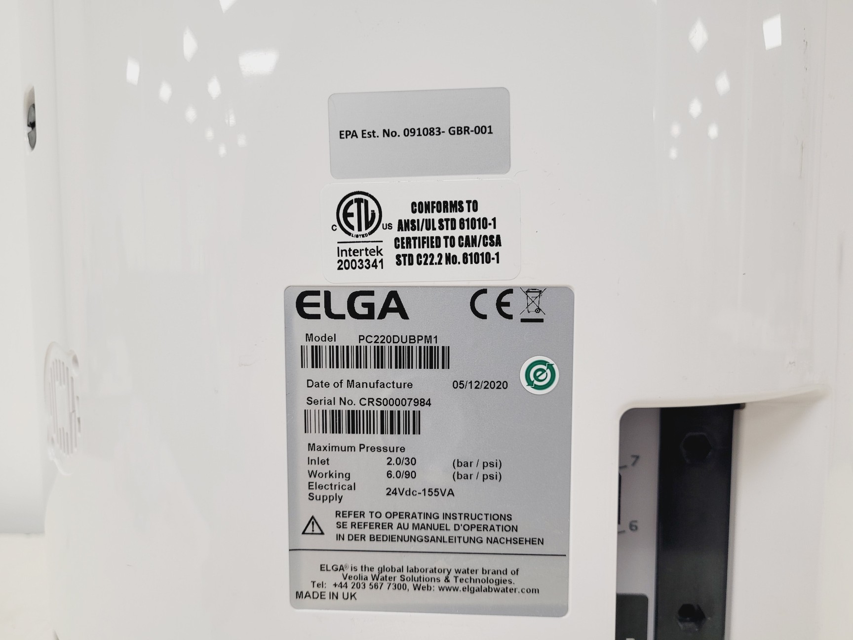 Image of ELGA Veolia PURELAB Chorus Water Purification System W/ 100L Tank