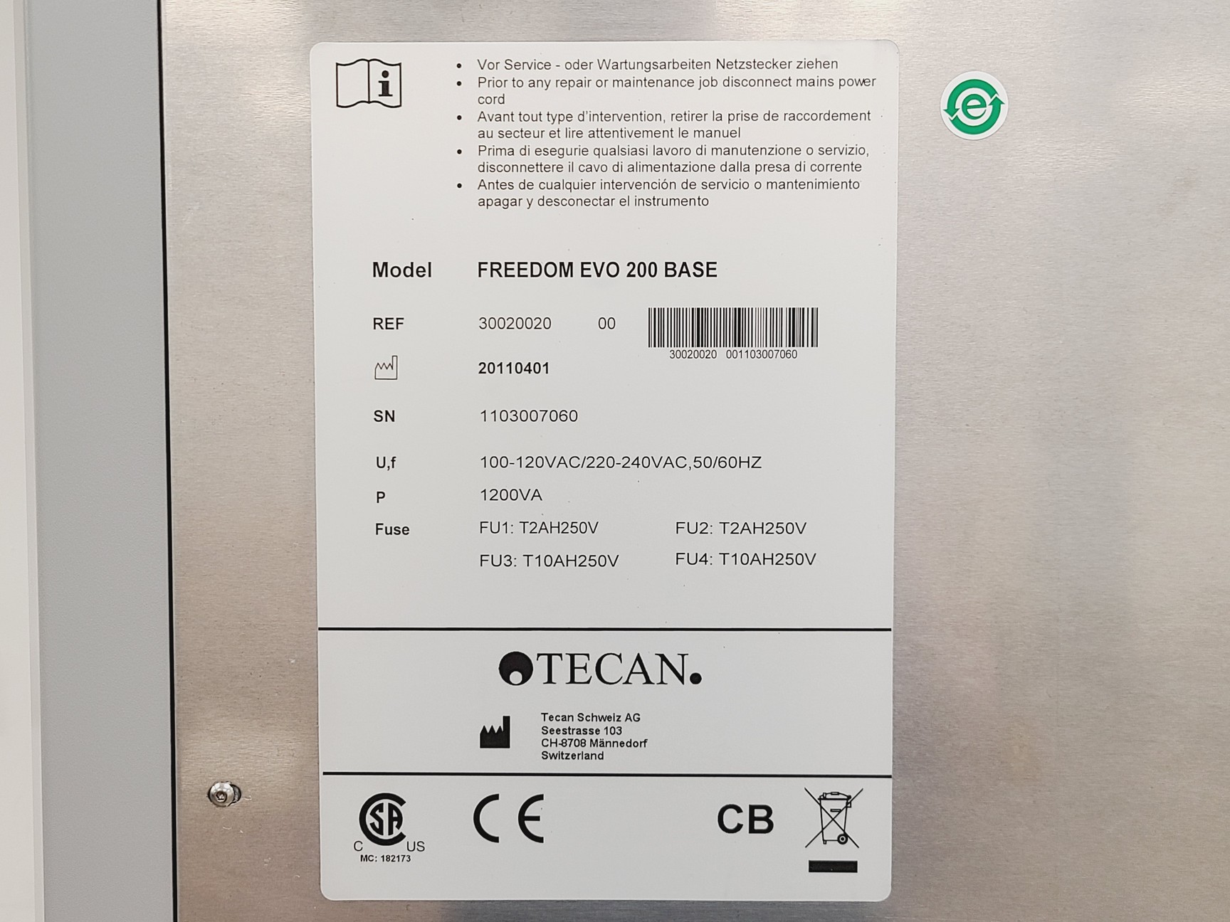 Image of Tecan Freedom EVO 200 Base Liquid Handler 96-Channel with Stand