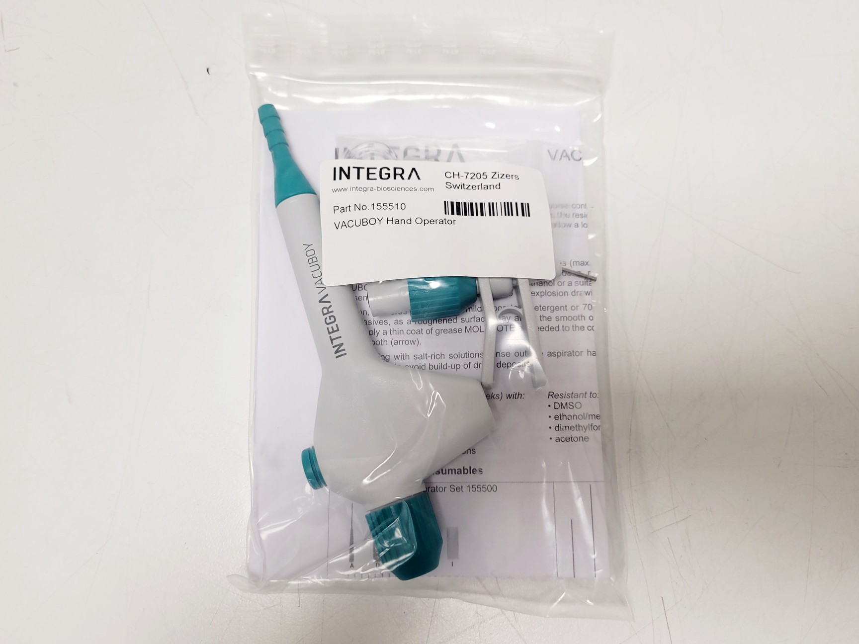 Image of INTEGRA Vacusafe with Integrated Vacuum Pump Part No. 158310 in Box