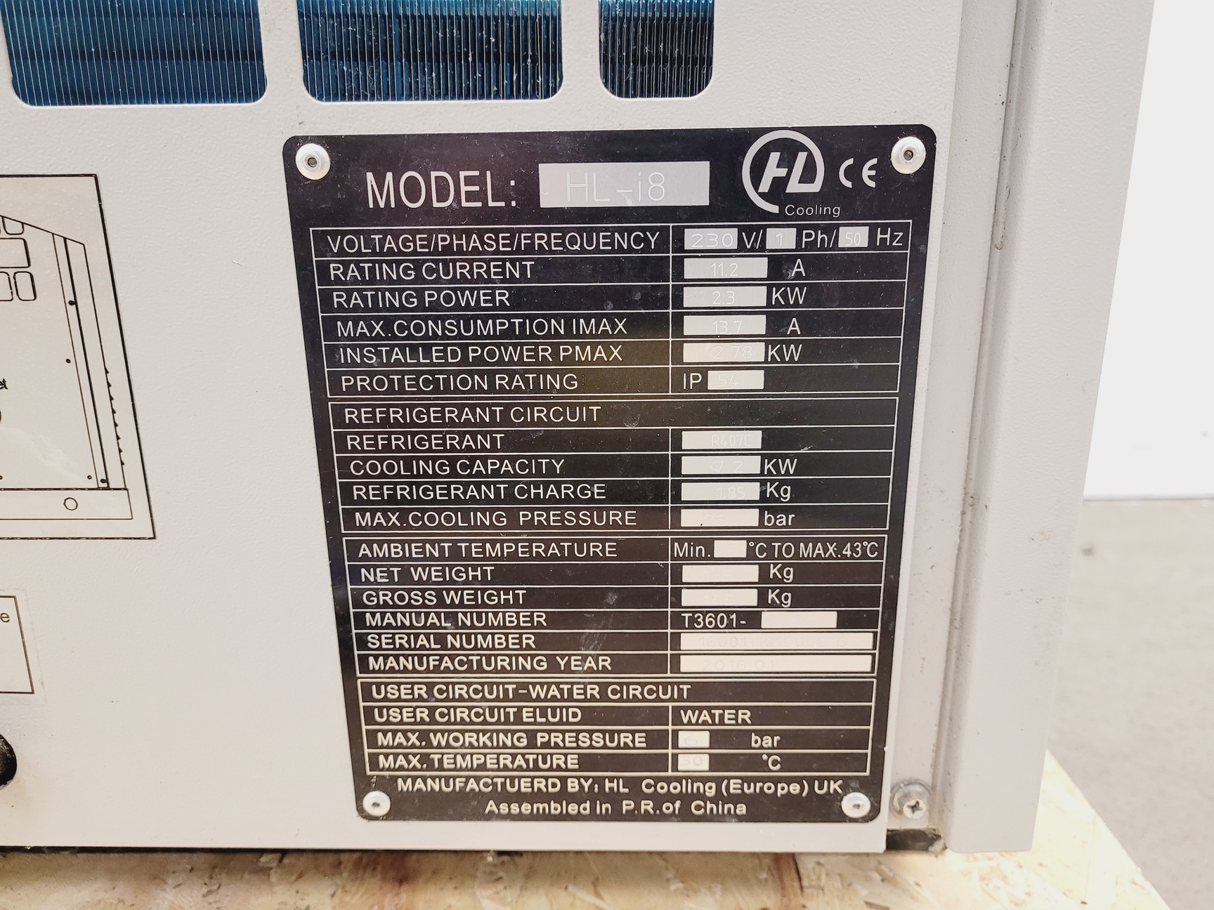 Image of HL Cooling HL-i8 Industrial Air-cooled Water Chiller