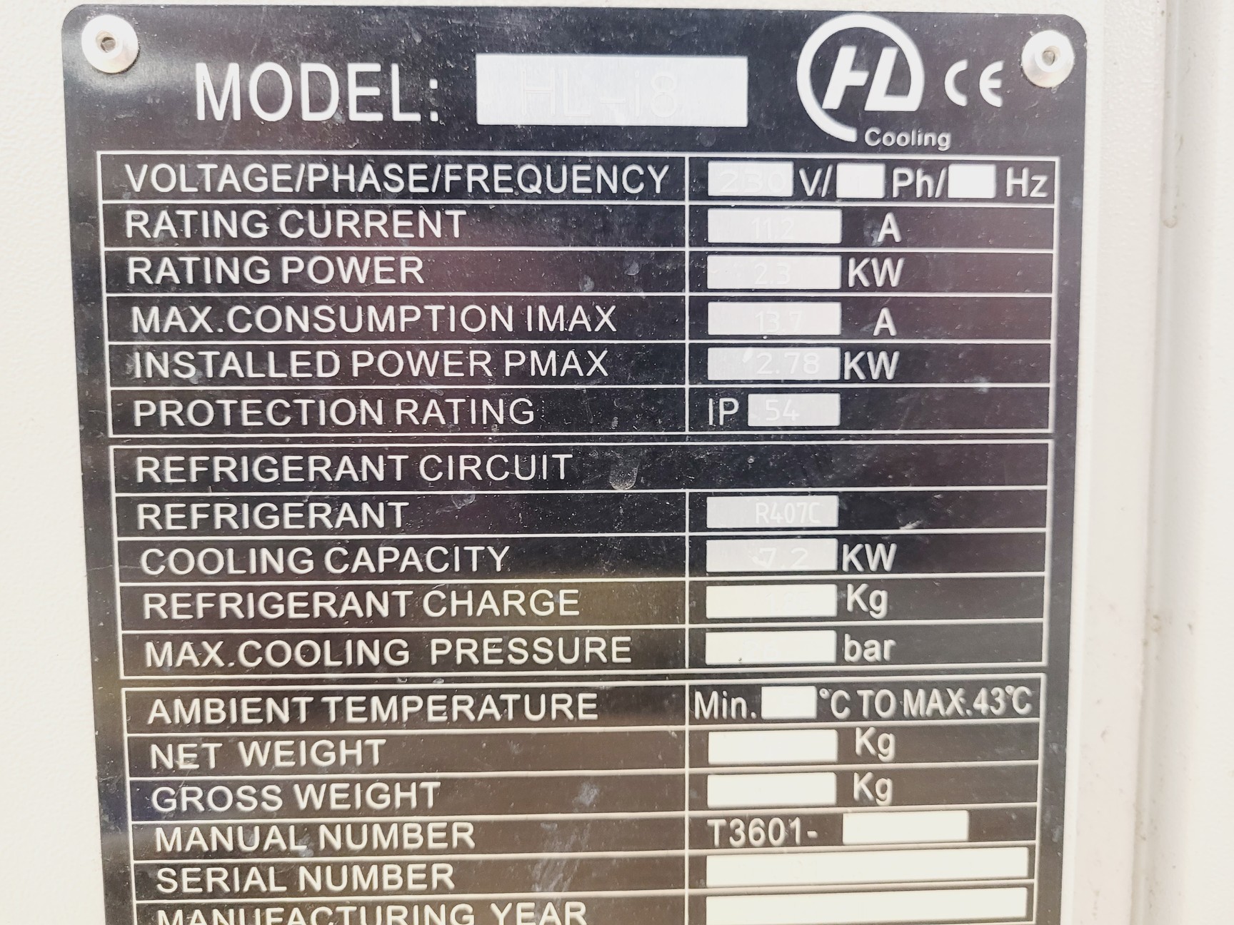 Image of HL Cooling HL-i8 Industrial Air-cooled Water Chiller