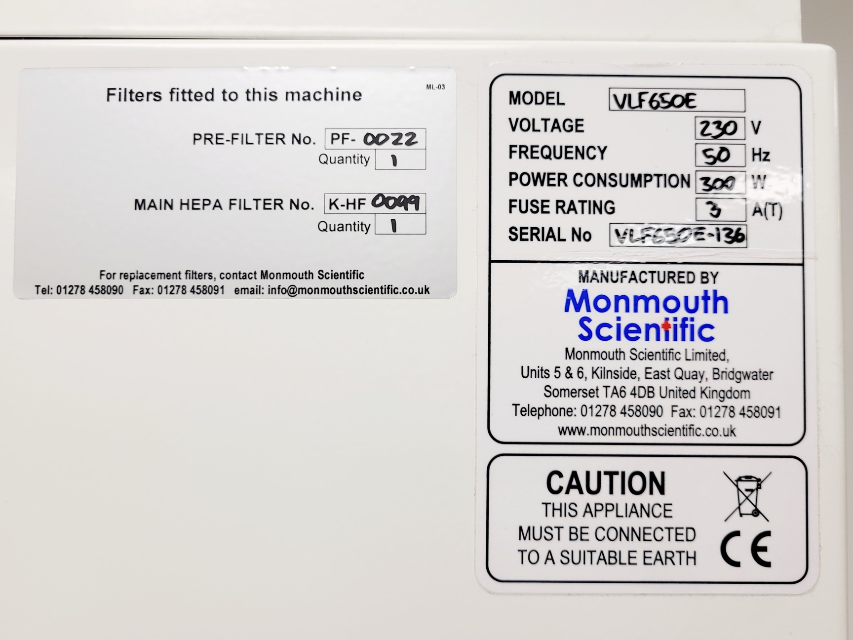 Image of Monmouth Scientific VLF650E Circulaire VLF 50 Benchtop Laminair Flow Cabinet