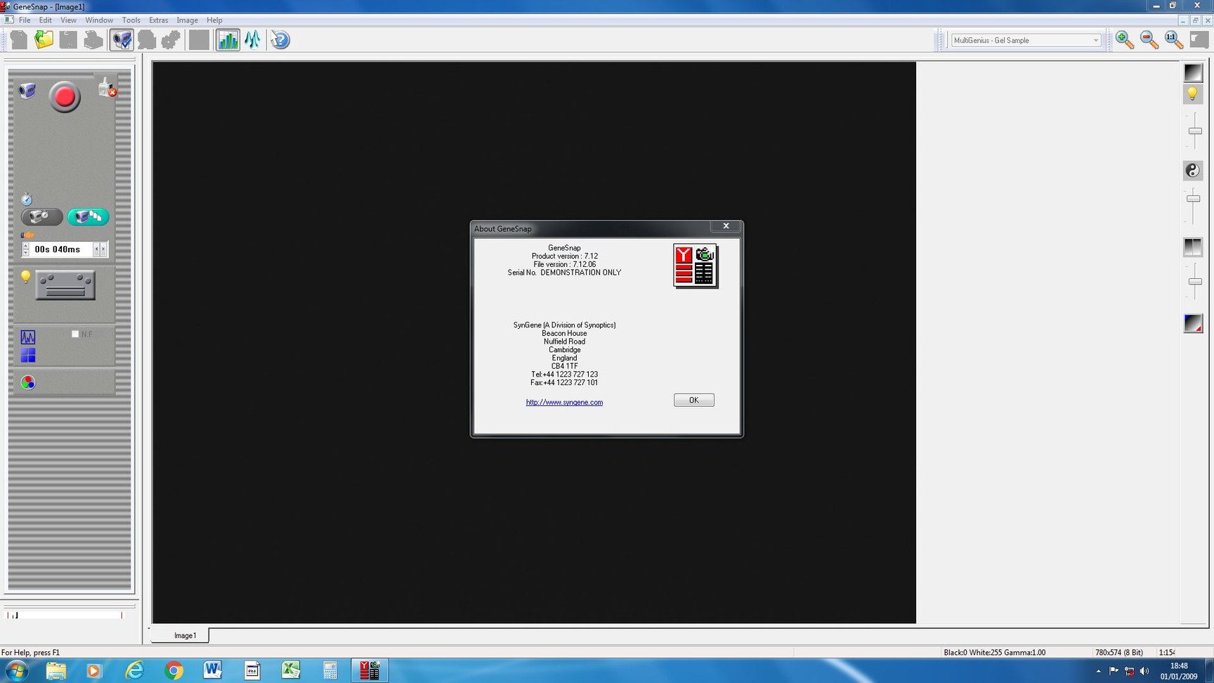 Image of Syngene Multigenius Bio Imaging System W/ PC & Software Lab