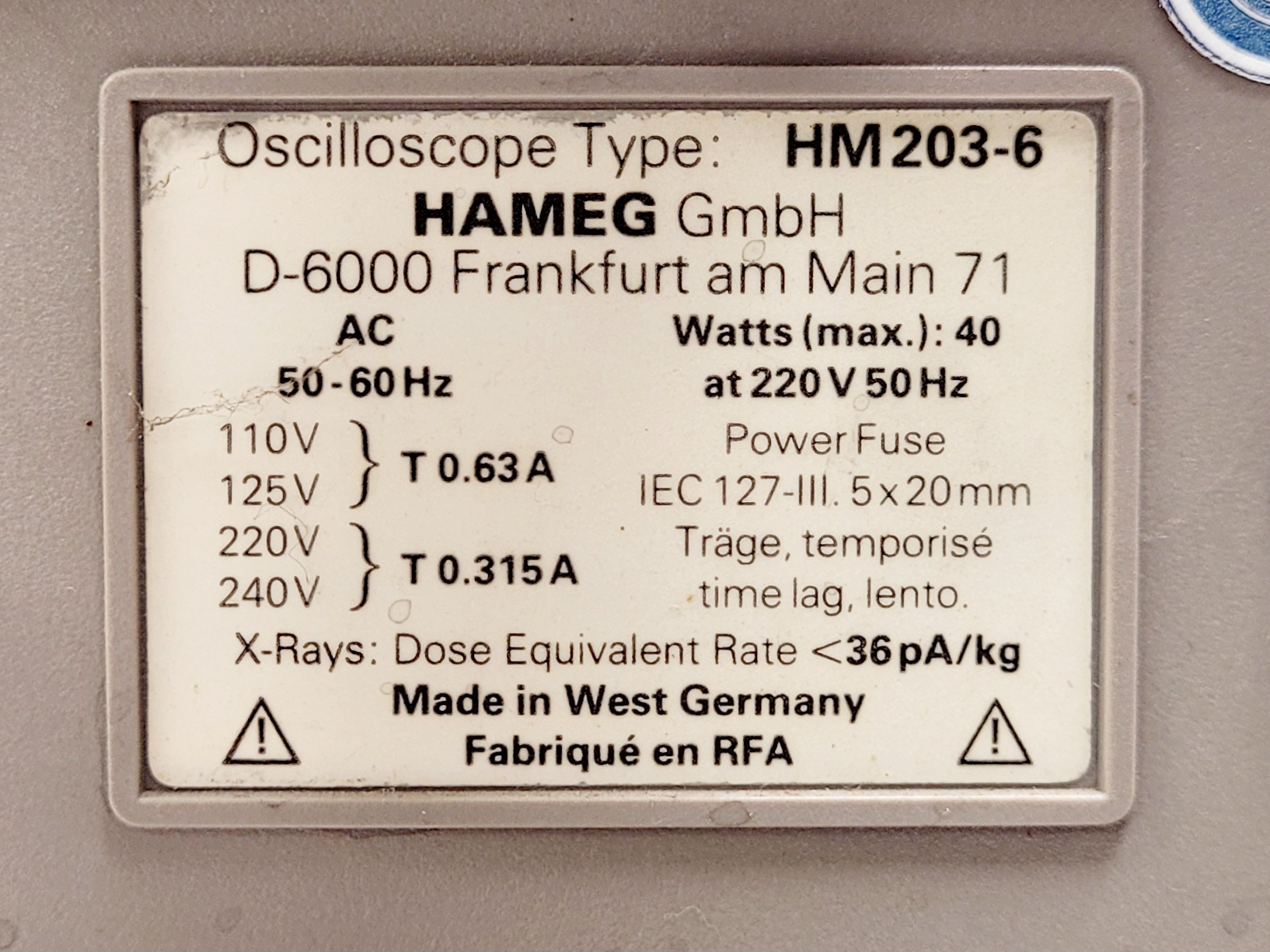 Image of Hameg HM203-6 20MHz Oscilloscope