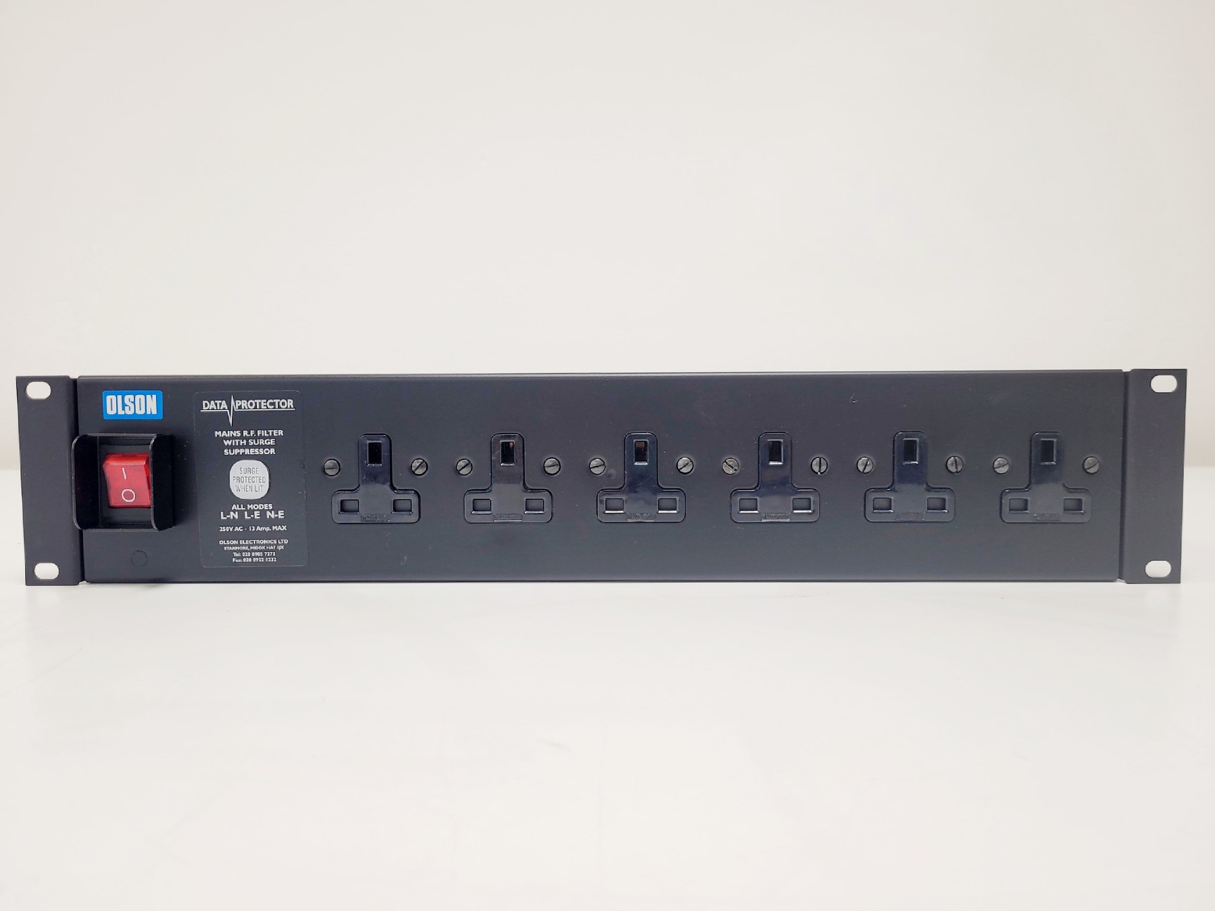 Image of Job Lot of 8 x Olsen 6 Way 19″ 2U Horizontal 13A RF Filtered Surge Protected P