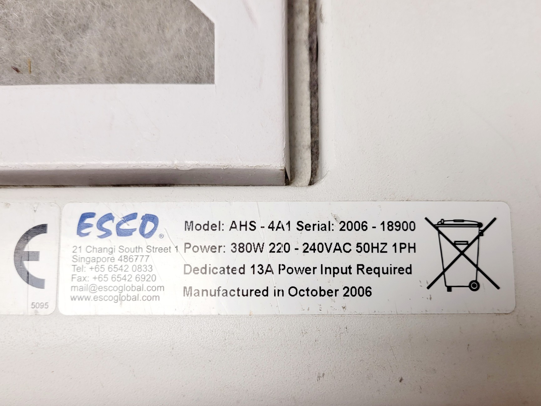 Image of Esco AHS-4A1 Laminar Air Flow Safety Cabinet 1.2m Lab