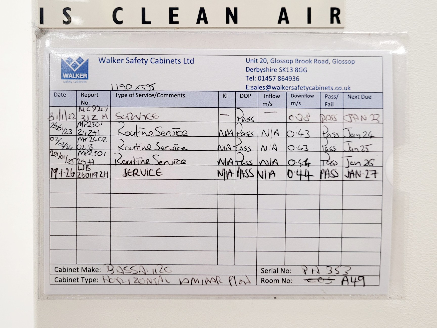 Image of Bassaire P4HB Laminar Air Flow Safety Cabinet 1.2m Lab