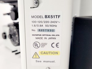 Thumbnail image of Olympus BX51 TF Microscope w/ 3 Objectives 20x/40x/100x & Cover