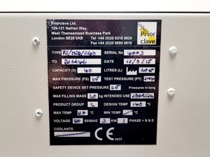 Thumbnail image of Priorclave PS/Mid/C40 Front-Loading Autoclave