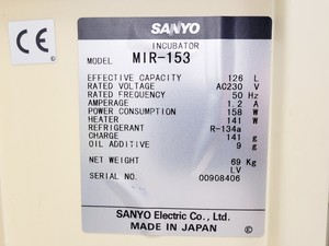 Thumbnail image of Sanyo MIR-153 Incubator Lab