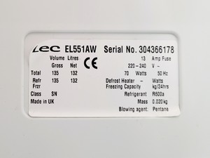 Thumbnail image of Lec Fridge EL551AW Lab
