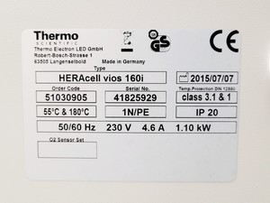 Thumbnail image of Thermo Scientific HERAcell Vios 160i CO2 Incubator Lab