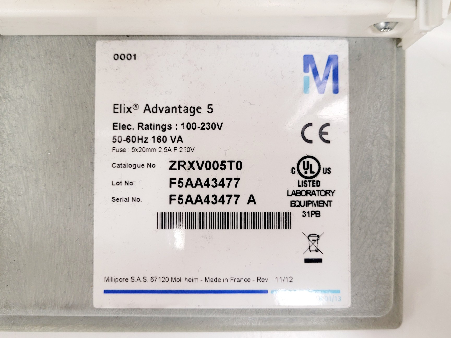Image of Millipore Elix Advantage 5 Water Purification System w/ BI030 Tank & E-POD